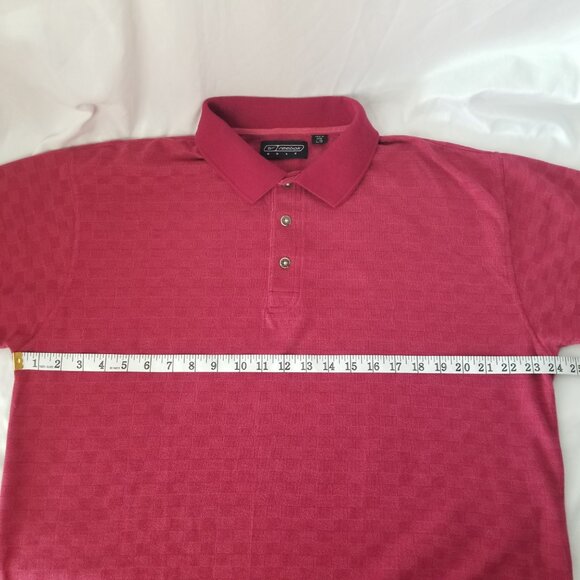 Reebok Golf Mens L Short Sleeve Polo Shirt Solid Maroon Checkered Pattern Logo - Picture 9 of 12